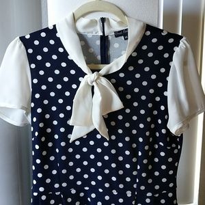 Navy blue polka dot dress